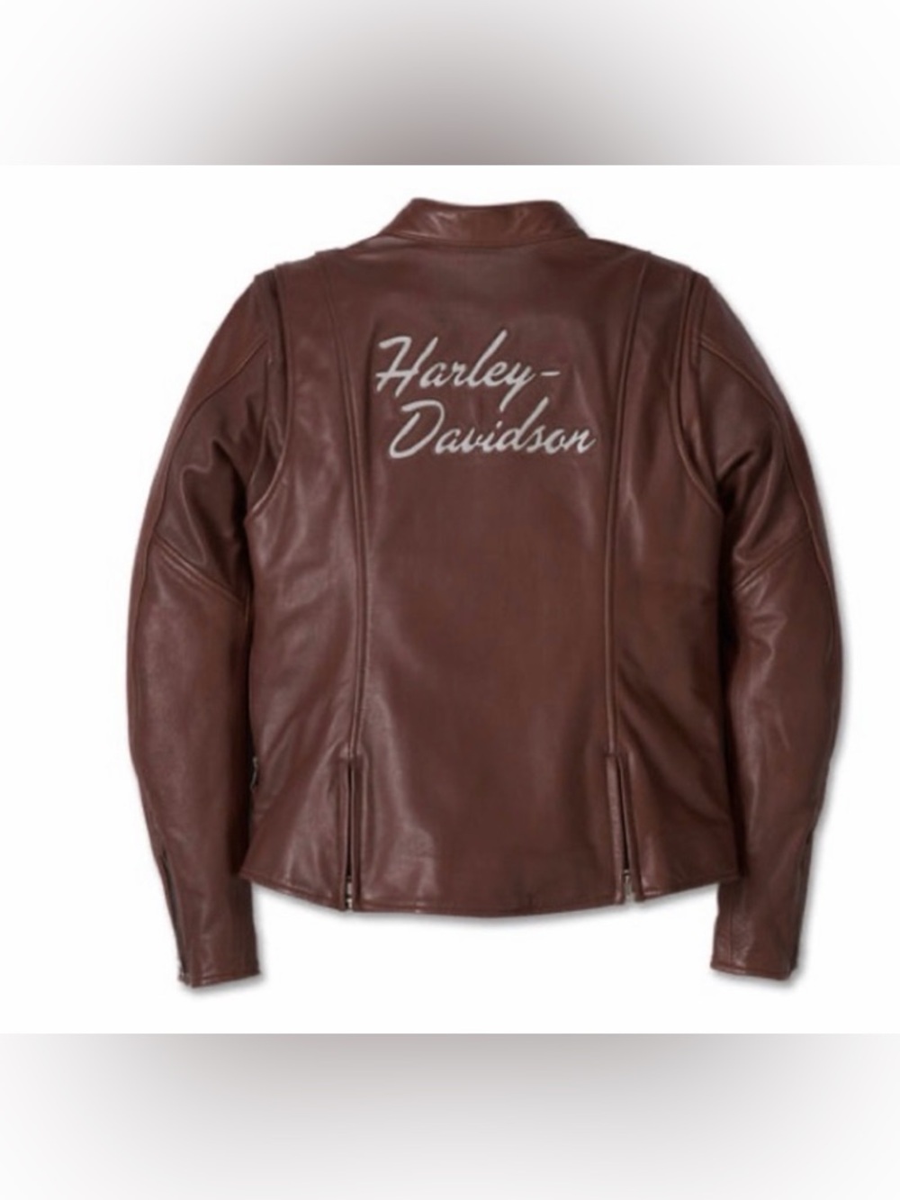 Harley-Davidson linden cow leather embroidered brown moto jacket